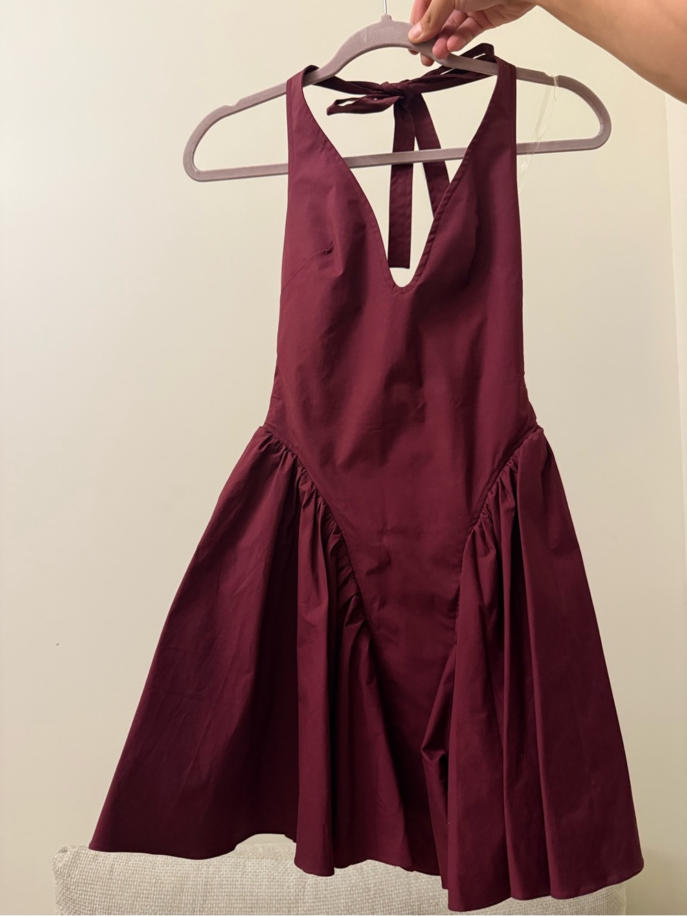 House of CB Burgundy Halter Tie-Back Sleeveless Dress